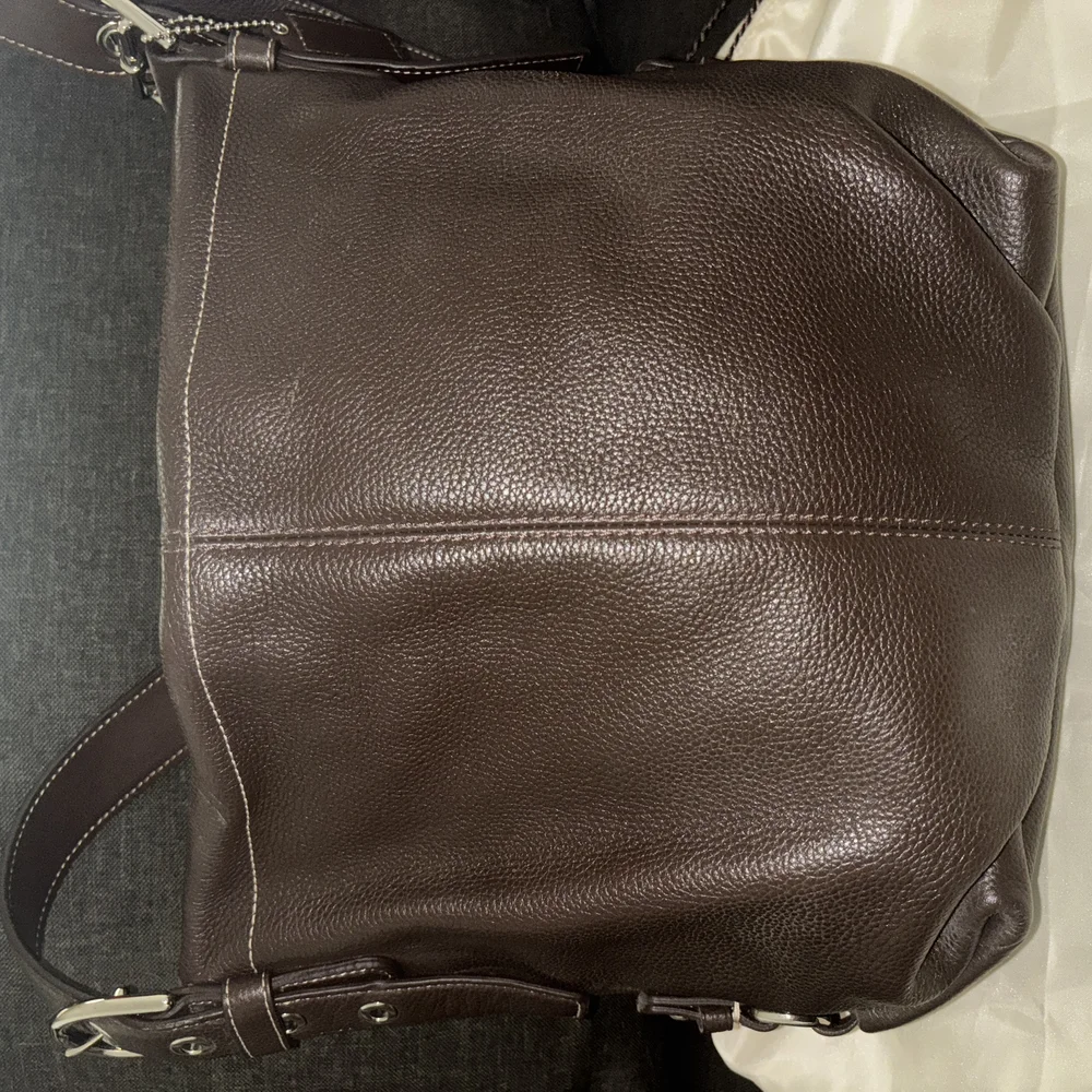 Authentic Coach Brown Pebble Leather Duffle Convertible crossbody shoulder bag - Picture 2 of 10